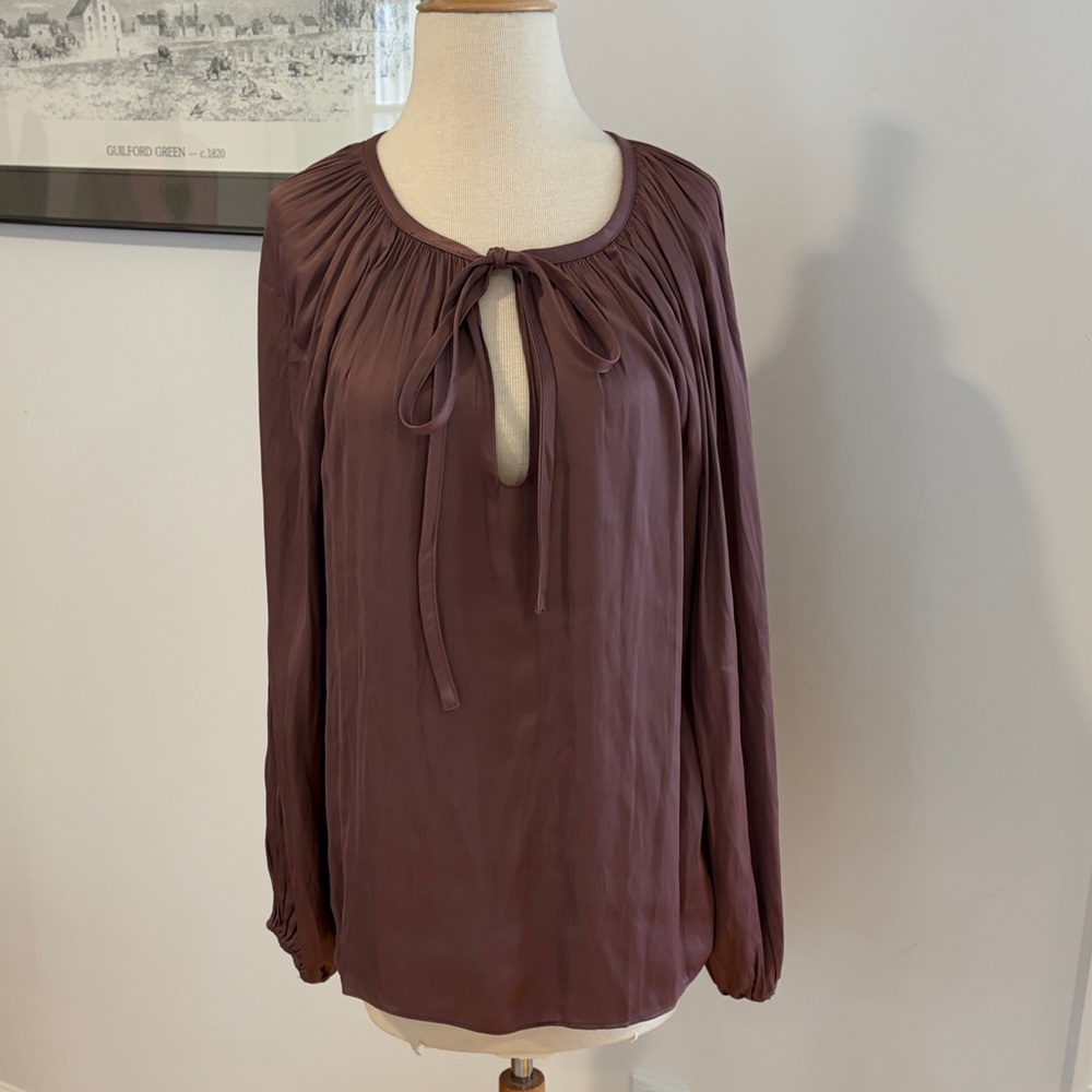 By Together Mauve Tie-Neck Peasant Blouse